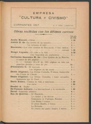 Obras recibidas con los últimos correos