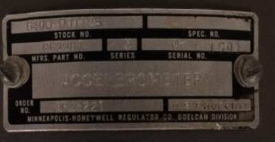 Details Typenschild Beschleunigungsmesser Honeywell