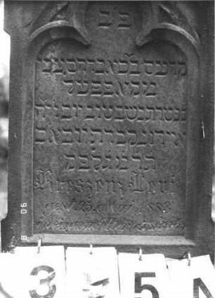 Grabstein 395 (Index: 99787612) Material: Sandstein Zustand: sehr stark verwittert am Giebel, leicht verwittert am Sockel, Aufsätze fehlen Maße HxBxT: 114x42x10 cm Besonderheit: Schrift grau: Grabstein 395A