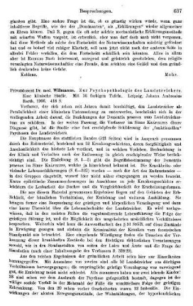 637-638, Wilmanns, Zur Psychopathologie des Landstreichers. Eine klinische Studie, 1906