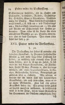 XVII. Pulver wider die Verstopffung.