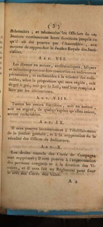 Projet D'Arrêté Qui sera discuté dans l'Assemblée Nationale, demain 6 Août 1789