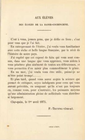 Aux élèves des écoles de la Basse-Cochinchine