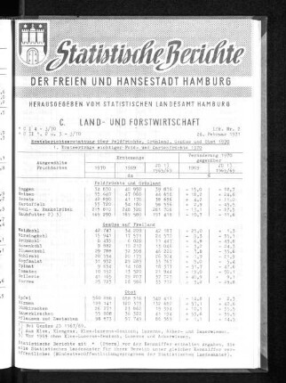 Ernteberichterstattung über Feldfrüchte, Grünland, Gemüse und Obst 1970 : Lfd. Nr. 2