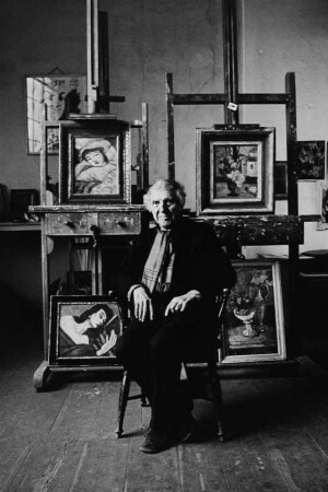 Der Maler Hans Jüchser in seinem Atelier