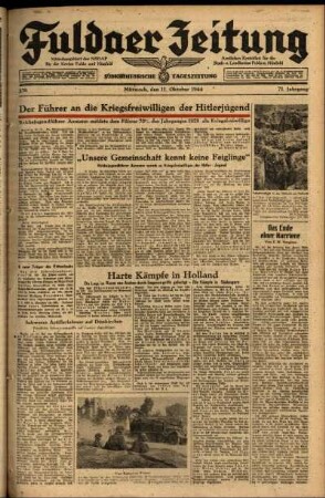 Ausgabe vom Mittwoch, den 11. Oktober 1944.