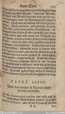 CAPUT LXXVII. Von Antimonio & Tartaro einen Spiritum zu machen.