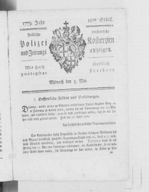 18tes Stück., Ausgabe vom 5. Mai 1779
