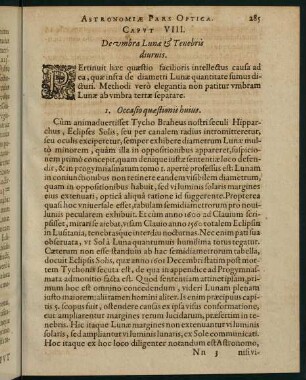 285-307, Caput VIII. De Umbra Lunae & tenebris diurnis