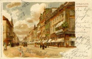 Postkartenalbum August Schweinfurth mit Karlsruher Motiven. "Karlsruhe, Kaiserstraße"