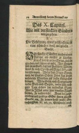 Das X. Capitel. Wie mit verstockten Sündern umzugehen.