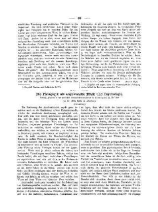 Die Pädagogik als angewandte Ethik und Psychologie : (Fortsetzung)