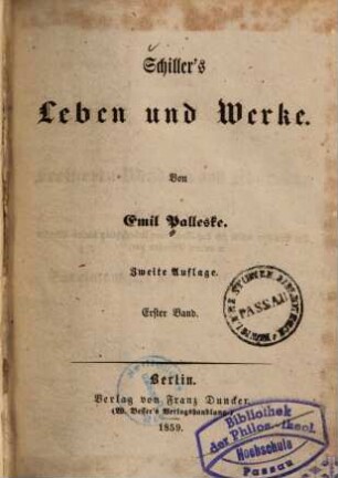 Schiller's Leben und Werke, 1