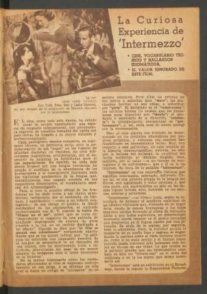 La curiosa experiencia de "Intermezzo" : Cine, vocabulario técnico y hallazgos idiomáticos. El valor ignorado de este film.