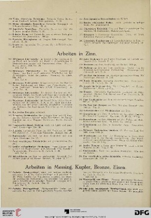 Arbeiten in Messing, Kupfer, Bronze, Eisen (Nr. 292-348)