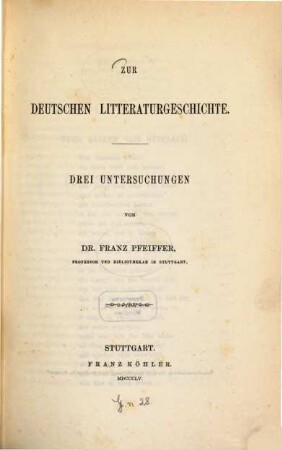 Zur deutschen Litteraturgeschichte [Literaturgeschichte]