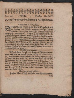 Anno 1665. LI. Woche. Stück 4. No. CCIV.