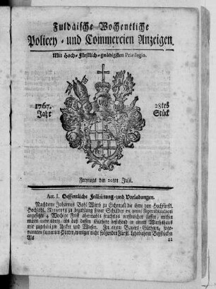 28tes Stück, Ausgabe vom 10. Julii 1767