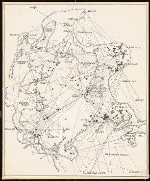 Hünengräber, Rügen: Lageplan mit Sichtachsen