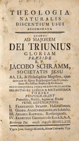 Theologia naturalis discentium usui accomodata