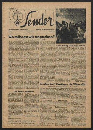 Betriebszeitung 'WF-Sender', Nr.21/1958 (20. Juni 1958)