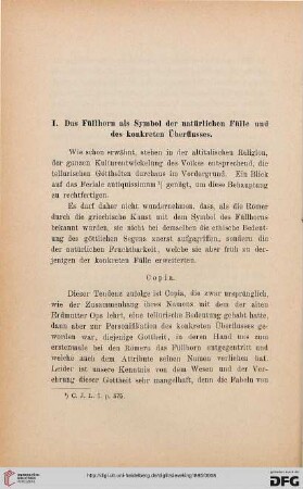I. Das Füllhorn als Symbol der natürlichen Fülle und des konkreten Überflusses