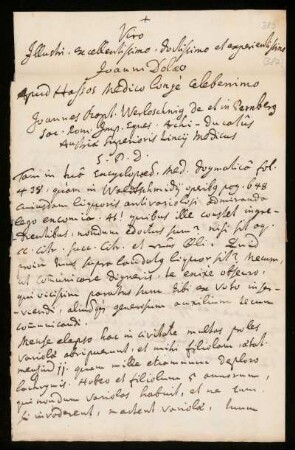 Brief von Johann Baptist Werloschnig an Johann Dolaeus
