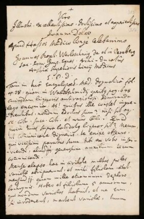 Brief von Johann Baptist Werloschnig an Johann Dolaeus