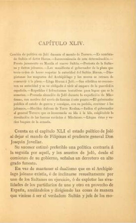 Capítulo XLIV. Cambio de politica en Joló durante el mando de Terrero. - ...