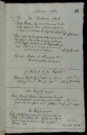 Von Bottinelli erkauft. - Ein Geschenck des Hhrn Verfassers [Adrian von Riedl]. - Vom Verfasser [Franz Bernhard Gericke] verehrt. - Vom Verfasser [Joseph Klinkhard] verehrt.