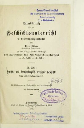 Teil 2: Deutsche und brandenburgisch-preußische Geschichte für Lehrerseminare