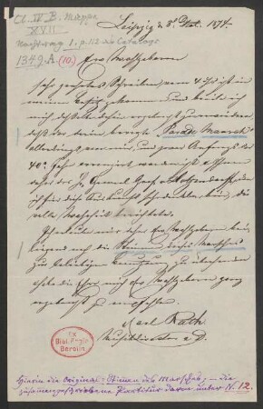 Brief an Friedrich Wilhelm Jähns : 08.12.1874
