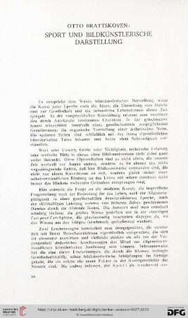 Sport und bildkünstlerische Darstellung