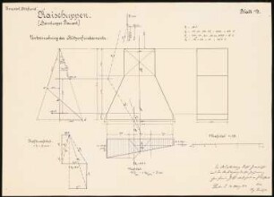 Hafenanlage, Danzig-Neufahrwasser Schinkelwettbewerb 1914: Kaischuppen (Hamburger Bauart): Stützenfundamente. Kräftepläne