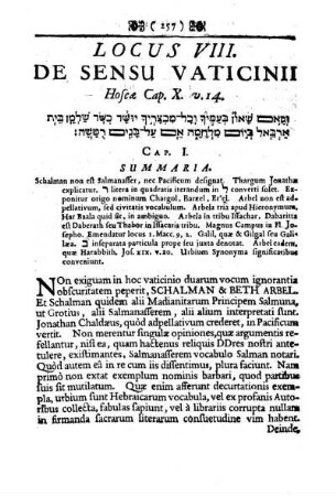 LOCUS VIII. DE SENSU VATICINII Hoseæ Cap. X. v. 14.