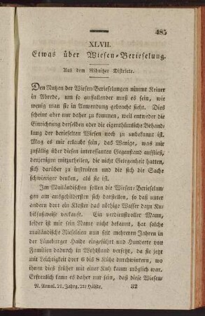 XLVII. Etwas über Wiesen-Berieselung