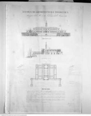 Zollgebäude am Fluss, Grundriss, Aufriss, Schnitt