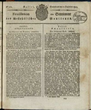 No. 102, Sonnabend den 21. Dezember 1811