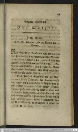 Zweytes Hauptstück. Von Warzen