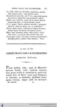 Christianus Franciscus Carolus de Eberstein.