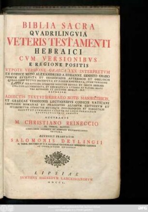 Vol. 1: Continens Genesin Vsqve Ad Estheram