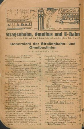 Uebersicht der Straßenbahn- und Omnibuslinien