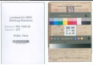 Entnazifizierung Hans Wolter , geb. 10.02.1903 (Angestellter)