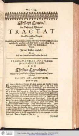 Recommendations-Schreiben An. Melanchthonis.