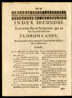 Index Secundus ...