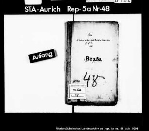Vormundschaft über die Kinder 1. Ehe des Amtmanns G. H.von Halem zu Esens