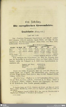 Erste Abtheilung. Die europäischen Grossmächte
