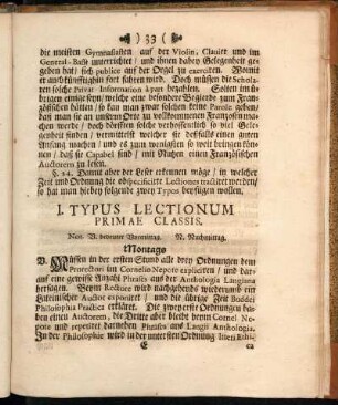 I. Typus Lectionum Primae Classis.