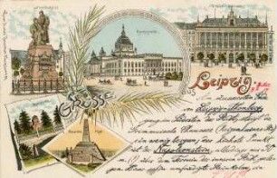 Grüsse aus Leipzig: Lutherdenkmal, Reichsgericht, Grassi-Museum, Napoleonstein, Monarchenhügel