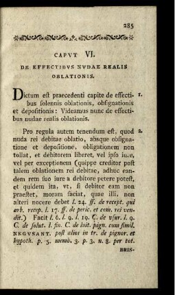 Caput VI. De Effectibus Nudae Realis Oblationis.